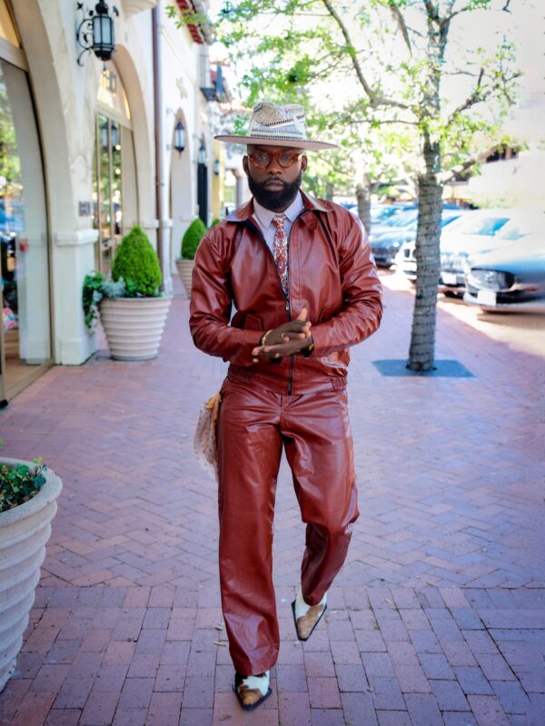 Light Brown Leather Jacket & Pant Set