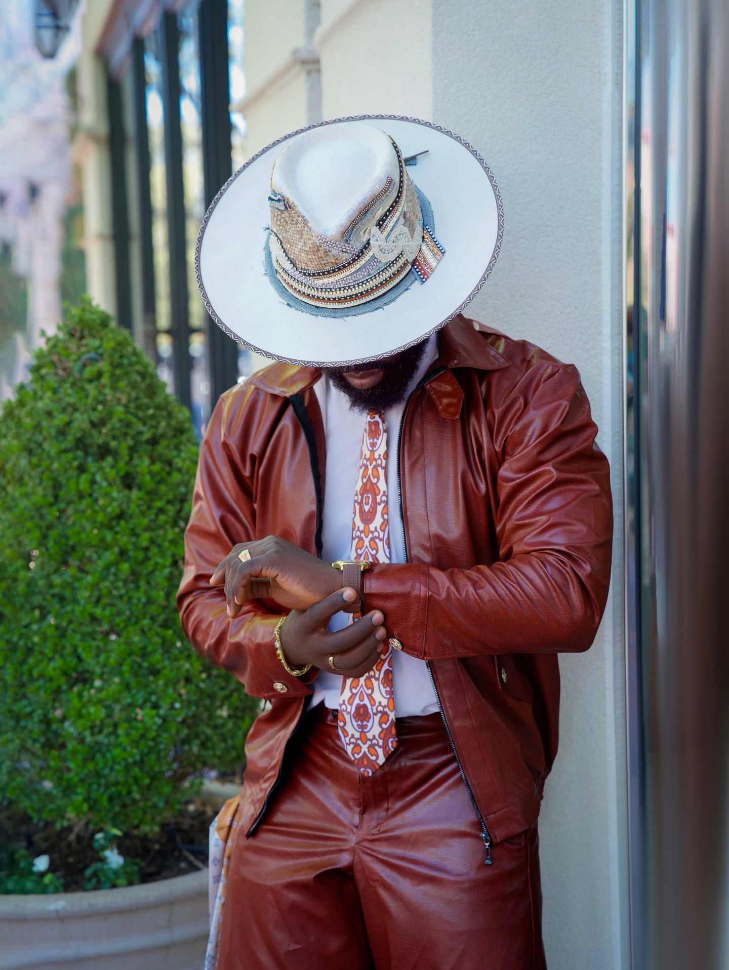 Light Brown Leather Jacket & Pant Set - Image 2