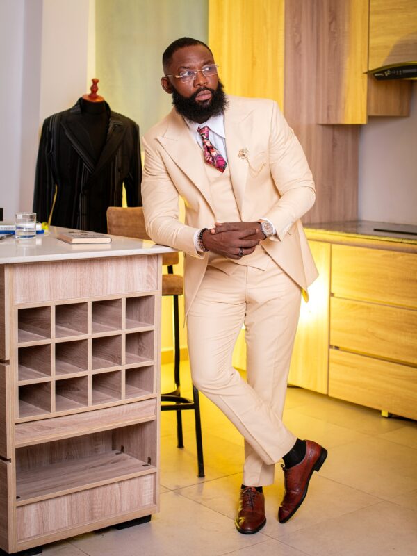 A Tortilla Brown “Peaky Blinders” Seer Sucker Fabric, Knitted, Notch Lapel Suit